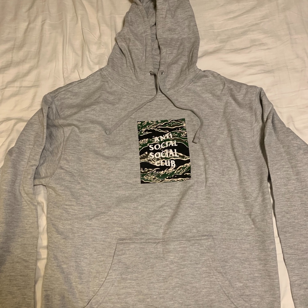 Anti Social Social Club Tiger Camo Grey Box Hoodie